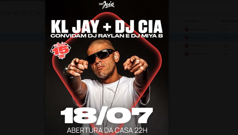 KL Jay + DJ Cia convidam no Cine Joia